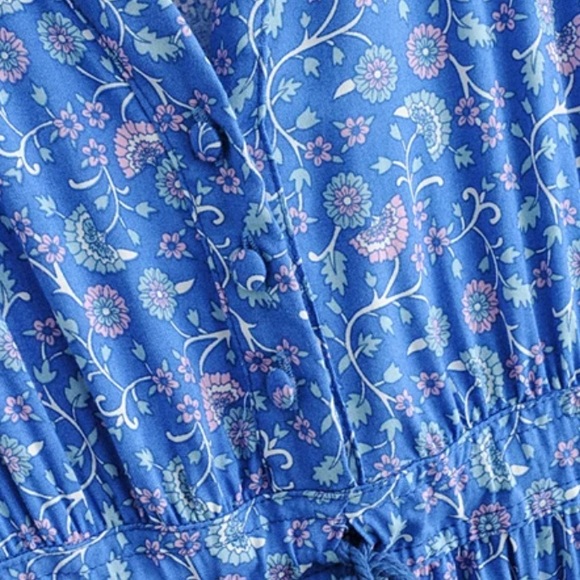 Bohemian Floral Print Maxi Dress Blue Gypsy - Picture 7 of 16